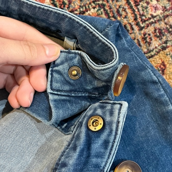 FINAL PRICD DROP Free People Little Daisies Blue Denim Button Front Mini Skirt - Picture 7 of 7